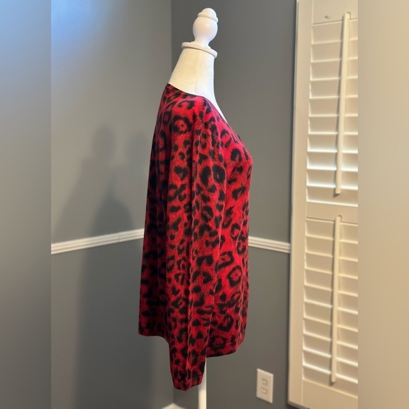 Talbots Womens Button Front 100% Merino Wool Cardigan Sweater Red & Black Size X - Picture 4 of 7